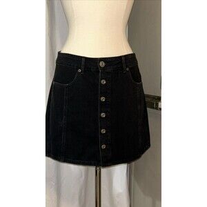 American Eagle Mini Skirt Button Front Black Wash Women's Size 8